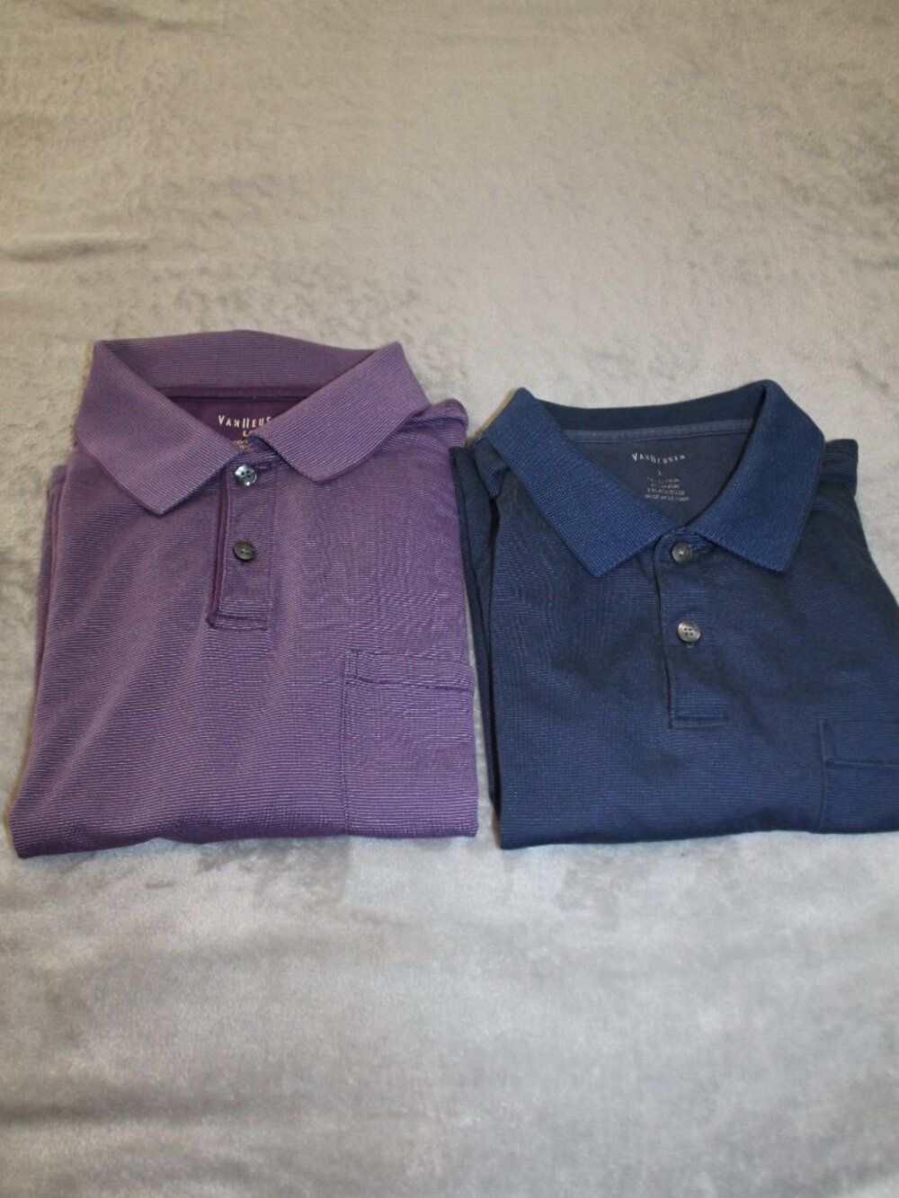 Two Mens Van Heusen Collared Short Sleeve Polo Shirt with Pocket Size Large